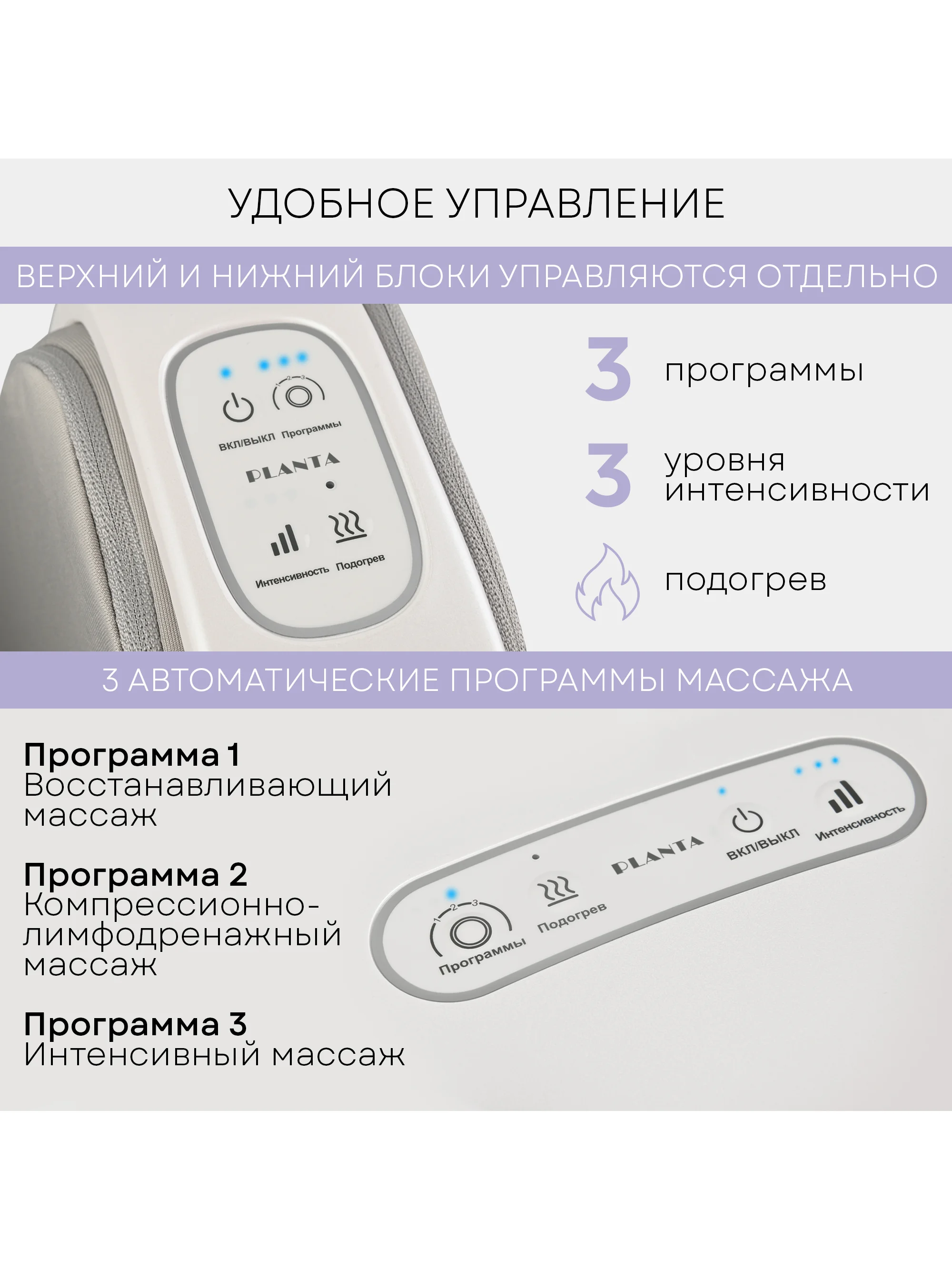 Массажер для ног PLANTA MF-20, съемный верхний блок для массажа ног, ступней, икр