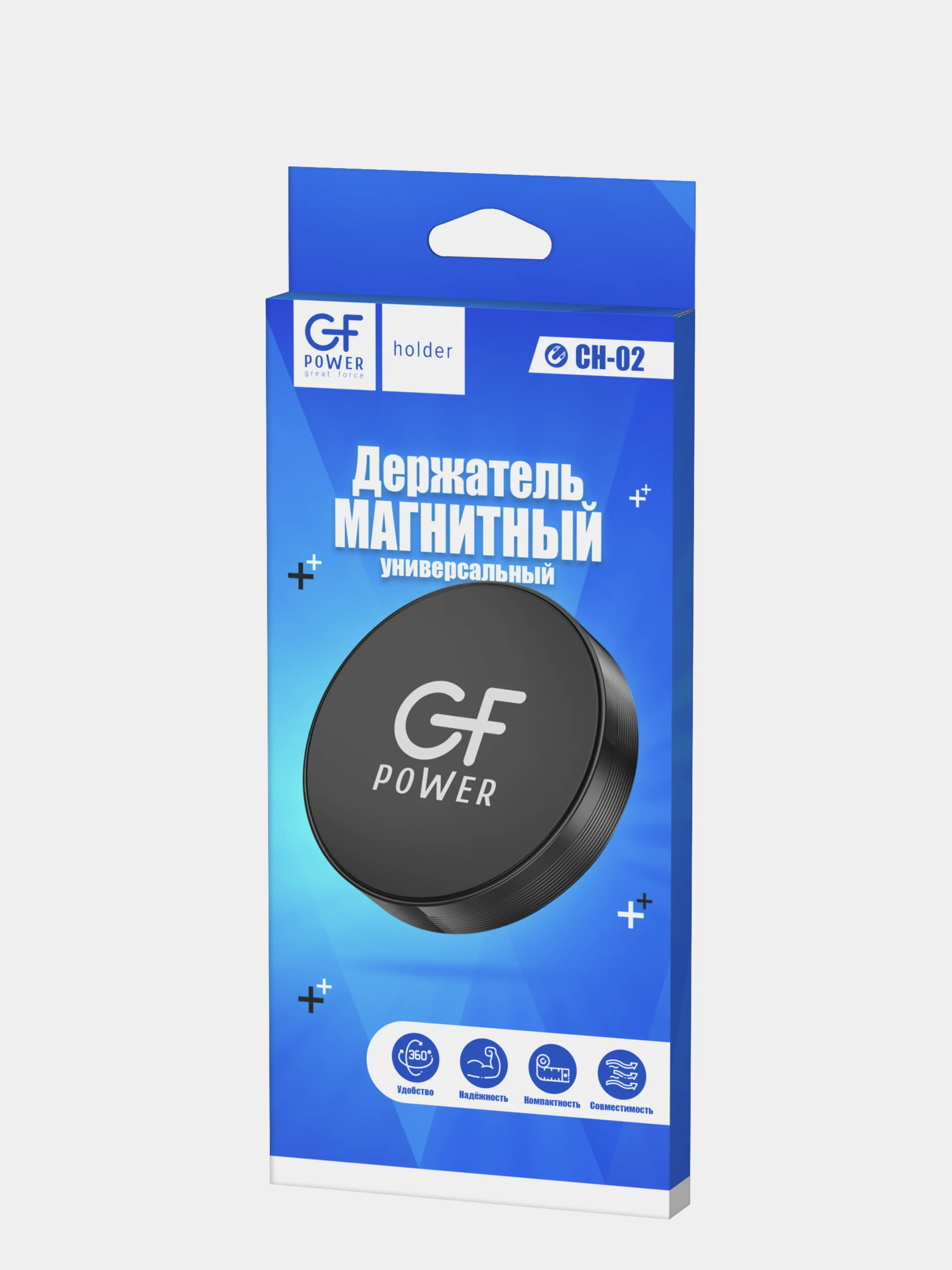 Черный держатель для телефона в машину магнитный GFPoWeR CH-02, на приборную панель, клейкая база
