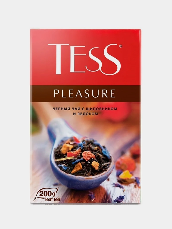 Чай черный листовой Tess Pleasure, с шиповником и яблоком, 200 г