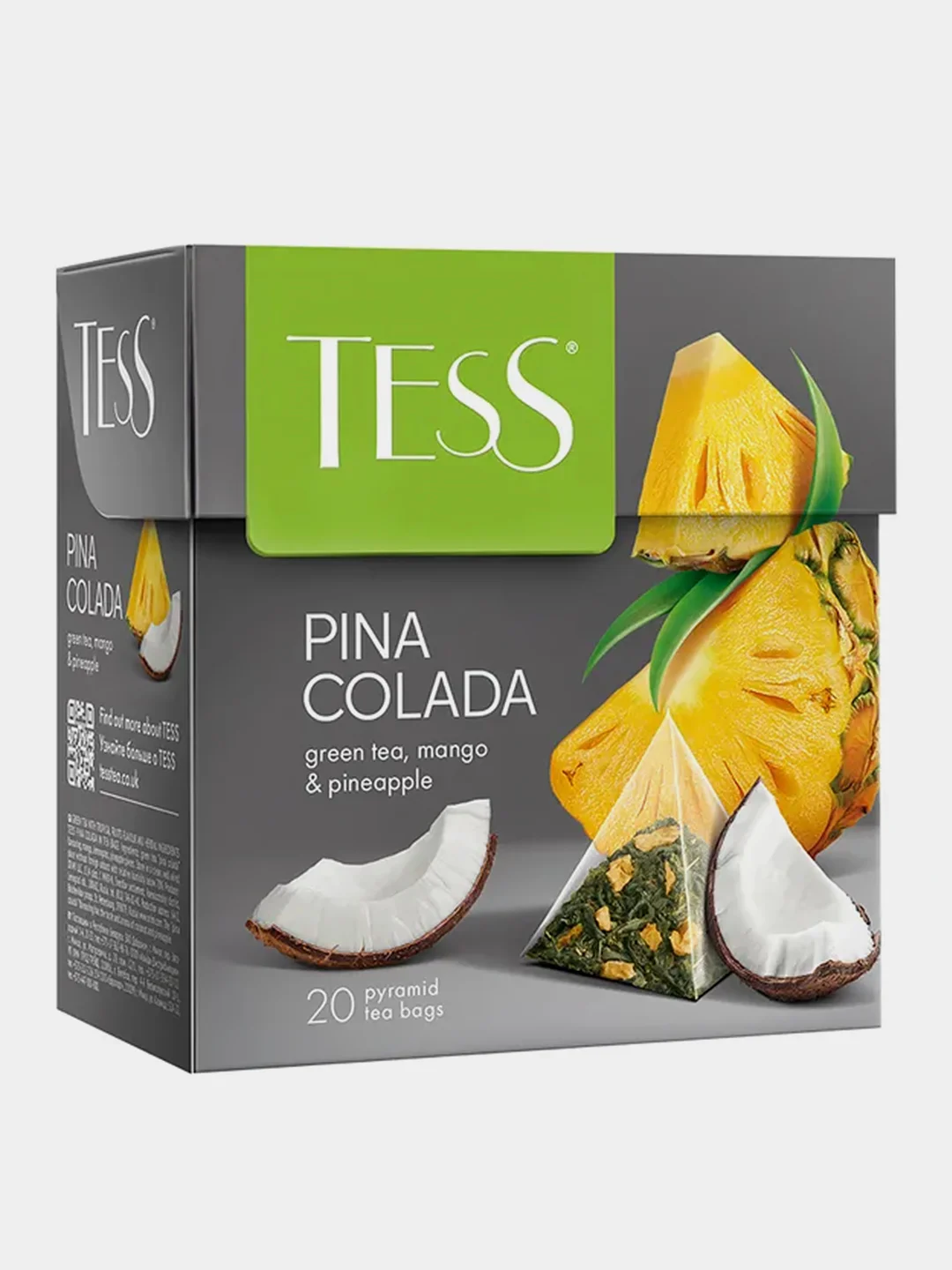 Чай зеленый Tess Pina Colada, с добавками, 20 пирамидок, 36 г