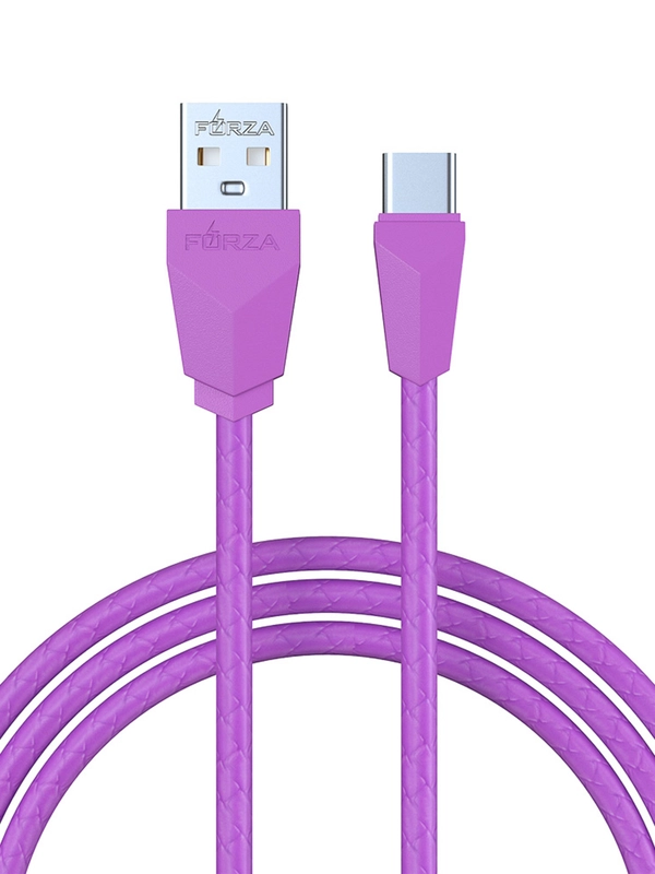 Кабель для зарядки Комфорт Type-C - USB, 1 метр, ток 1 А, PVC, прорезиненный, 5 цветов