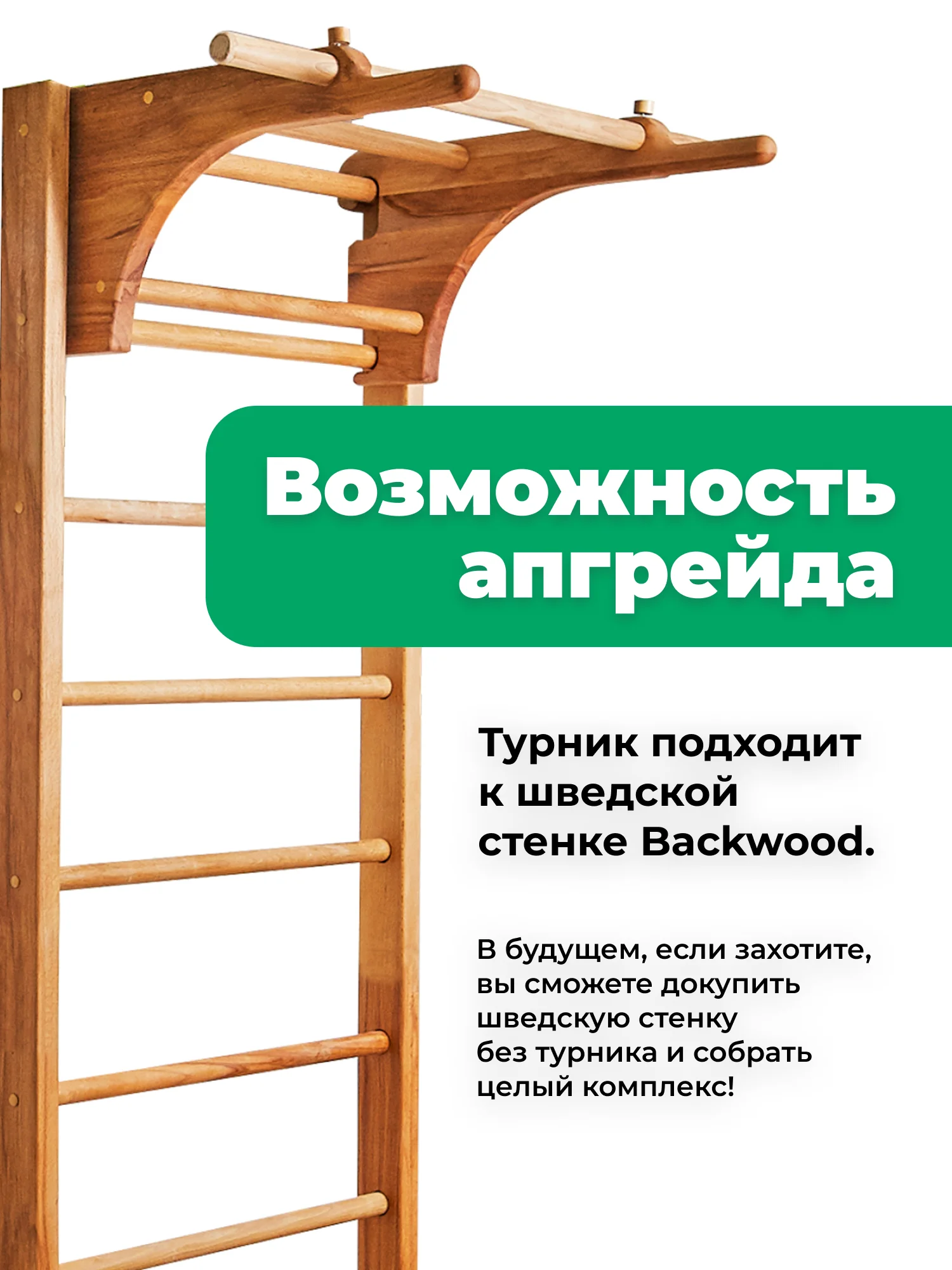 Деревянный настенный турник и брусья Backwood из массива бука