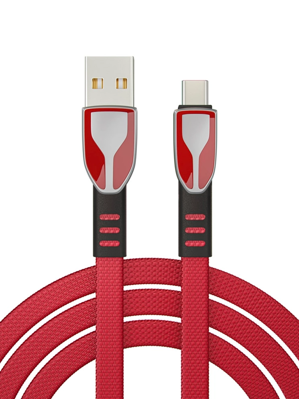Кабель для зарядки Графика Type-C -USB, 1 м, Быстрая зарядка QC3.0, штекер металл, красный