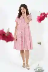 Розовый платье женское из хлопка, большие размеры