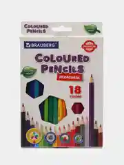 Карандаши цветные BRAUBERG PREMIUM, 18 цветов, шестигранные, грифель 3,3 мм