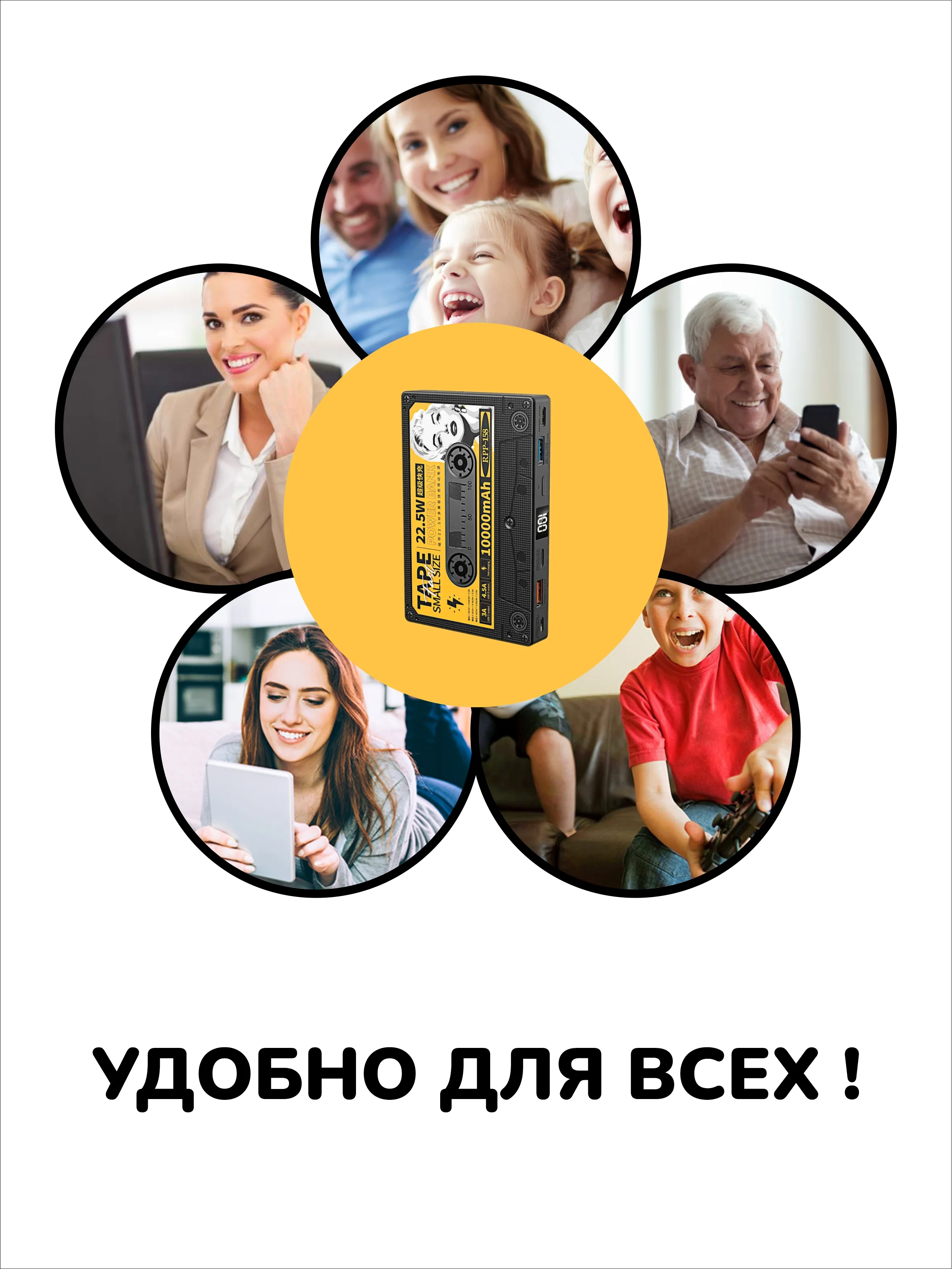 Повербанк 10000 mah с быстрой зарядкой для телефона