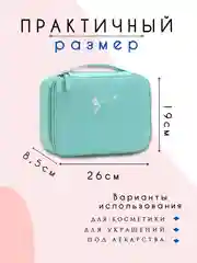 Бирюзовый косметичка дорожная женская, бьюти кейс для косметики, несессер женский