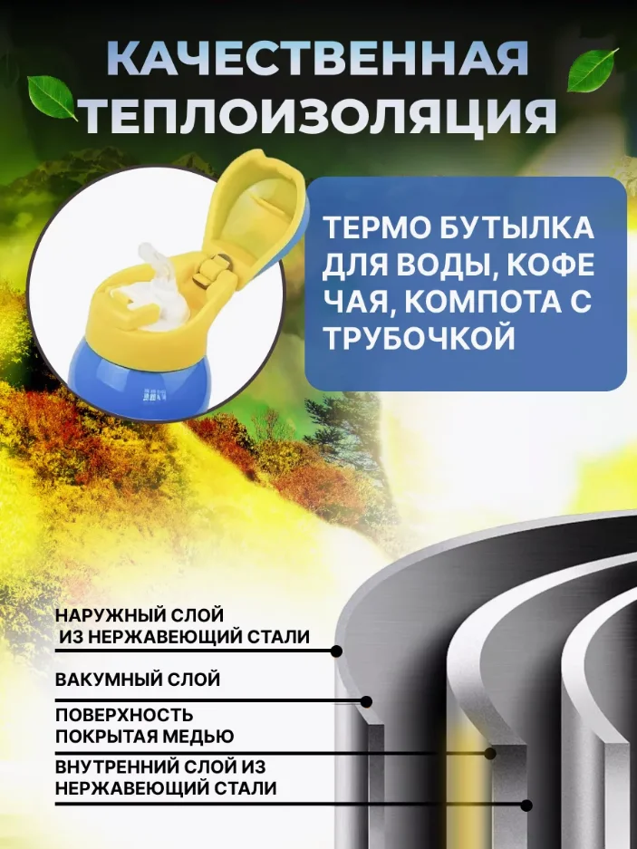 Термос для чая с трубочкой 350 мл