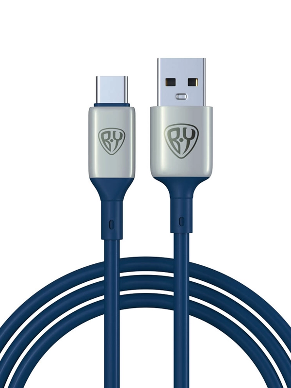Кабель для зарядки Space Cable Pro Type-C, 1 метр, Быстрая зарядка, штекер металл, синий