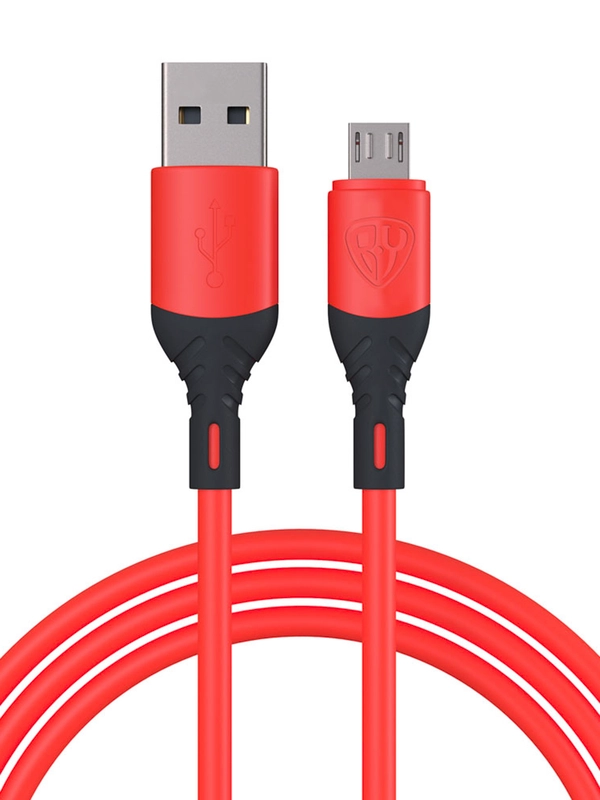 Кабель для зарядки "Карнавал" Micro USB - USB, 1 метр, 2,4 А, красный