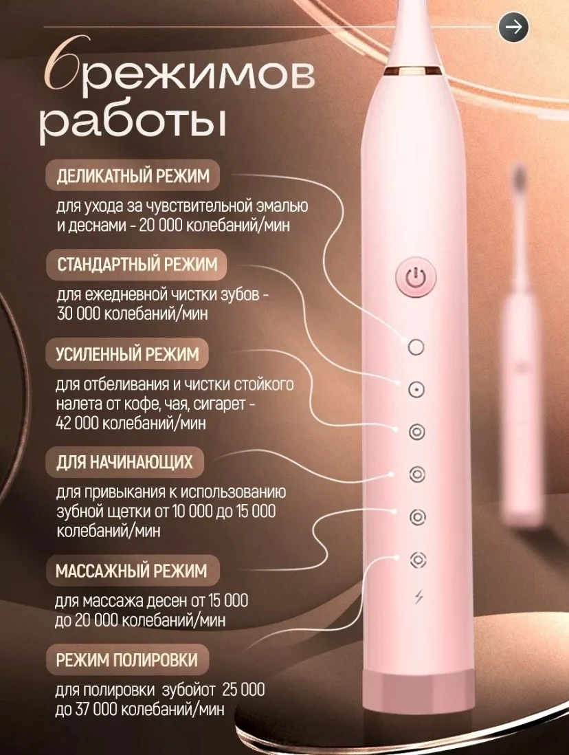 Розовый электрическая зубная щетка с насадками