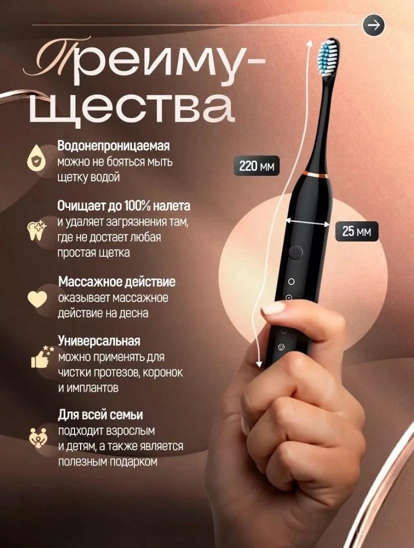 Электрическая зубная щетка с насадками