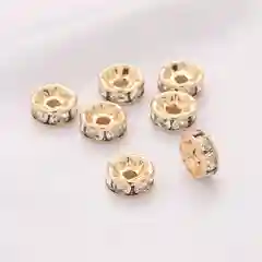 Бусины Рондели со стразами серебро, золото, разделители, 6 мм, 50 шт, Color Si
