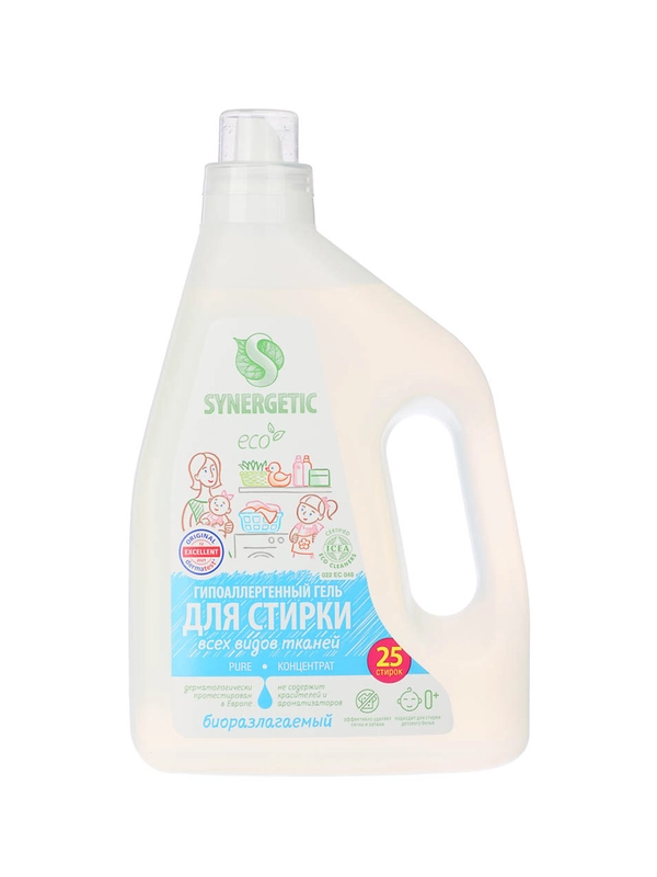 Гель для стирки SYNERGETIC Pure, для всех видов тканей, п/б, 1,5 л
