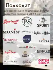 Серый металлик помпа-дозатор универсальный для бутылок с сиропом для кофе,для сиропов Barinoff
