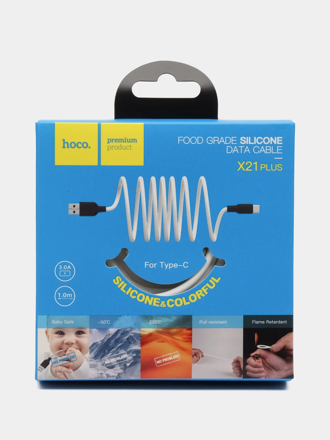 Кабель USB - Type-C HOCO X21, 3A (черно-белый) 1м (силиконовый)