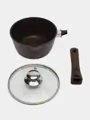 Коричневый кастрюля Kukmara ковш съемной ручкой, крышка, износостойкое антипригарное покрытие, 1,5 л
