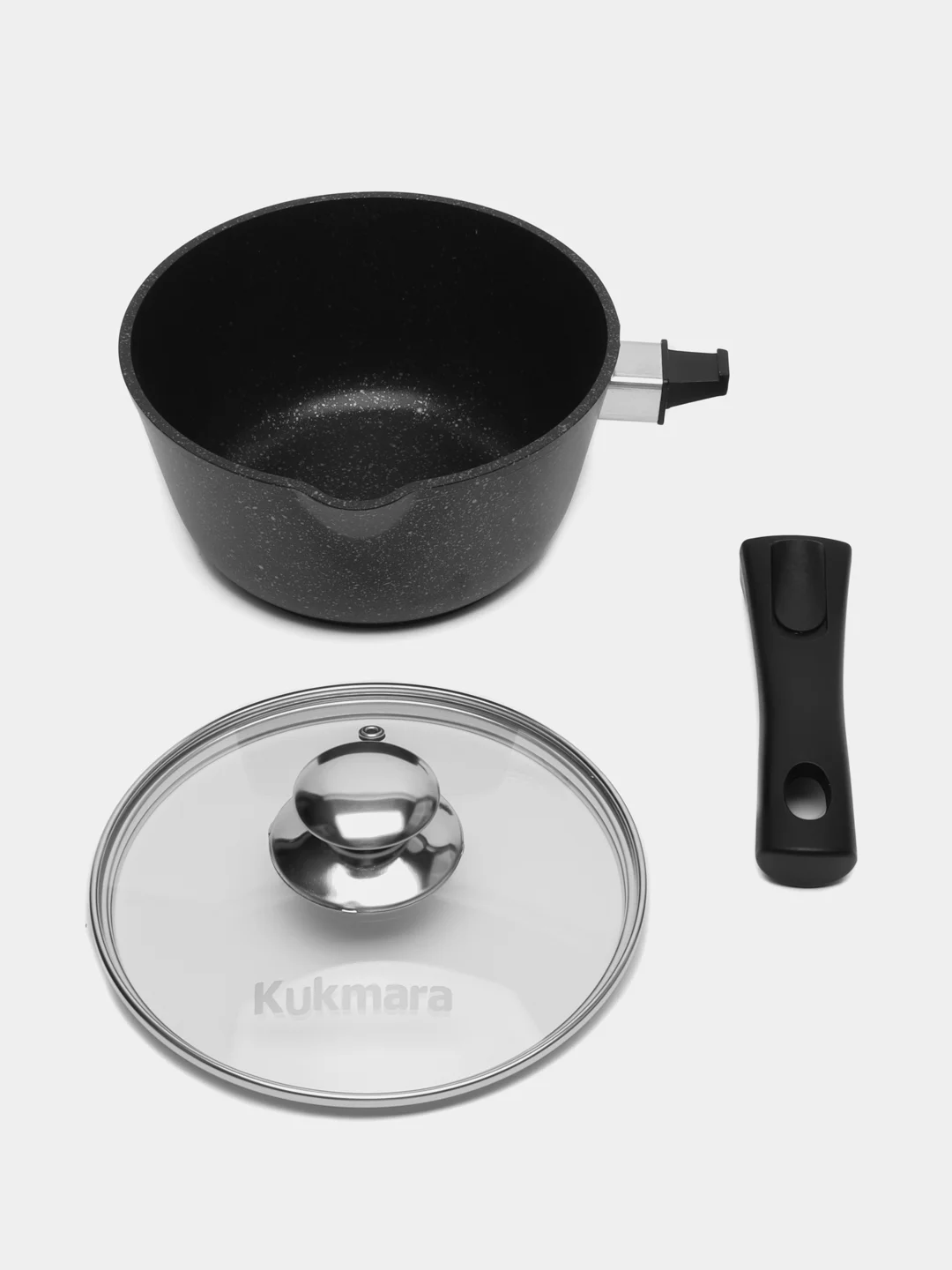 Серый кастрюля Kukmara ковш съемной ручкой, крышка, износостойкое антипригарное покрытие, 1,5 л