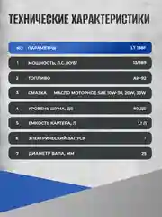 Двигатель бензиновый ELECTROLITE LT 188F (13 л.с, ручной стартер, вал 25.4 мм,4-х тактный)