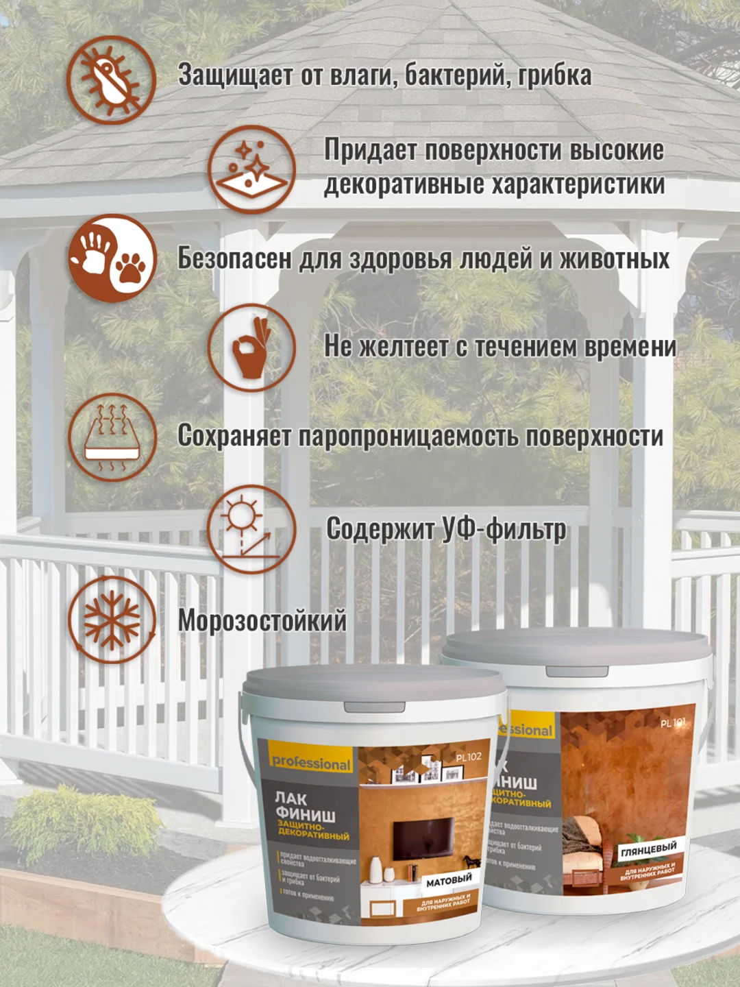 Лак акриловый матовый прозрачный, лак для дерева, лак для гипса ТМ Professional