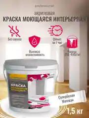 Интерьерная акриловая краска для стен и потолков моющаяся СУПЕРБЕЛАЯ РW206 ТМ Professional