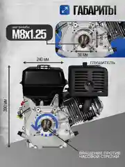 Двигатель бензиновый ELECTROLITE LT 190F (15 л.с,ручной стартер, вал 25,4 мм, 4-х тактный)