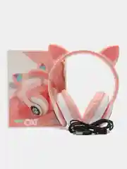 Розовый беспроводные наушники Bluetooth, со светящимися ушками, детские