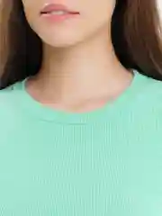 Мятный женский костюм футболка и шорты, в рубчик