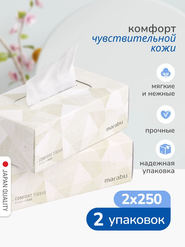 Салфетки сухие 2 уп х 250 шт. В коробке