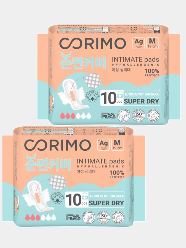Corimo Прокладки женские гигиенические (M - 19 сm) 10 шт. х 2 уп.