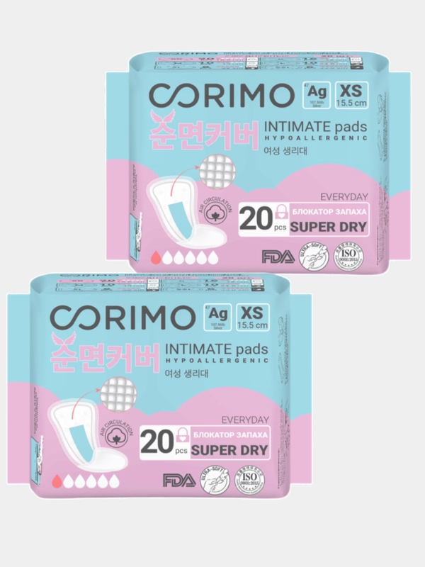 Corimo Прокладки женские гигиенические (XS - 15,5 сm - ежедневнные) 20 шт. х 2 уп.