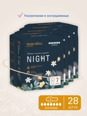 Ультратонкие прокладки, 4 уп по 7 шт, Marabu ночные, 320 мм