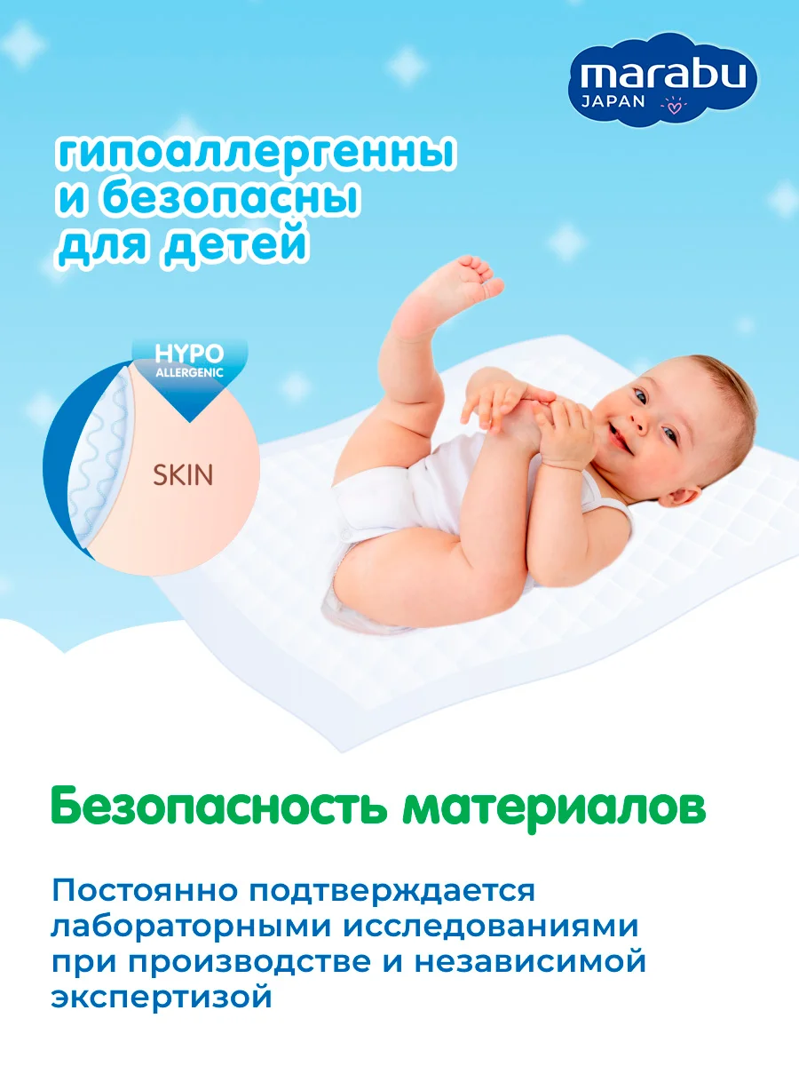 Пеленки гелевые Marabu для детей, 60 х 60, 10 шт
