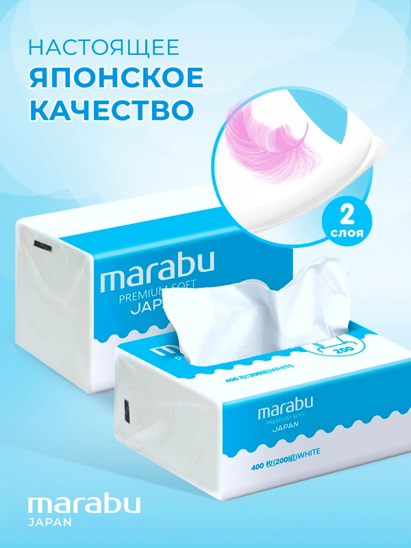 Салфетки бумажные 3 уп * 200 шт .Marabu, мягкая упаковка
