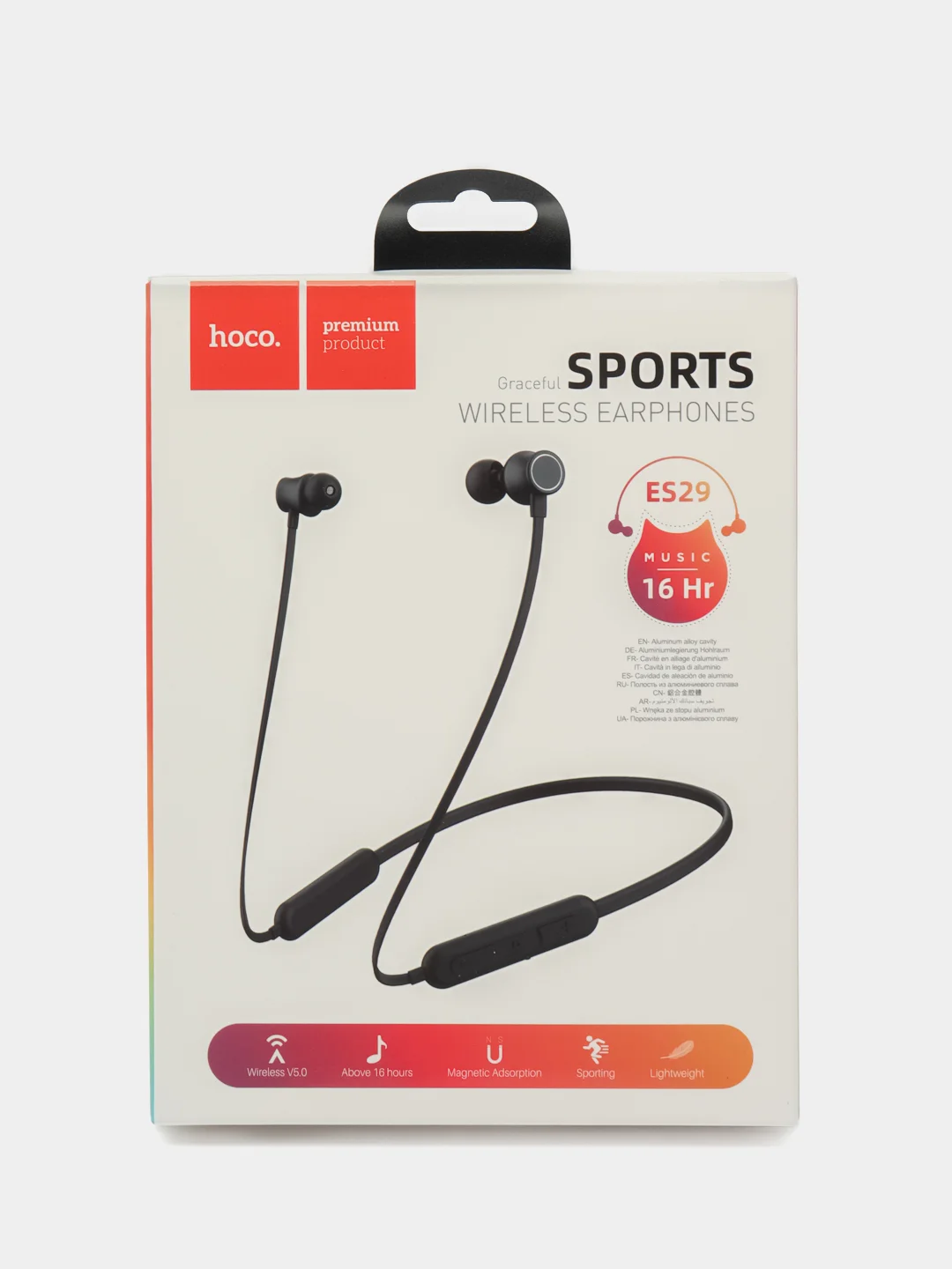 Черный наушники беспроводные с микрофоном, Bluetooth. Беспроводные спортивные наушники HOCO ES29