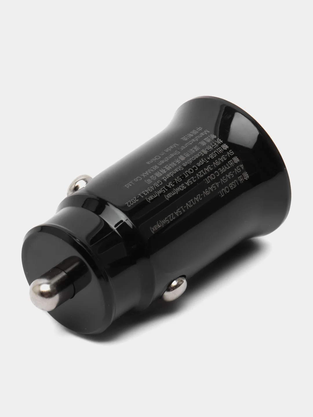 Черный автомобильное зарядное устройство в прикуриватель Type-C + USB, быстрая зарядка, 30В