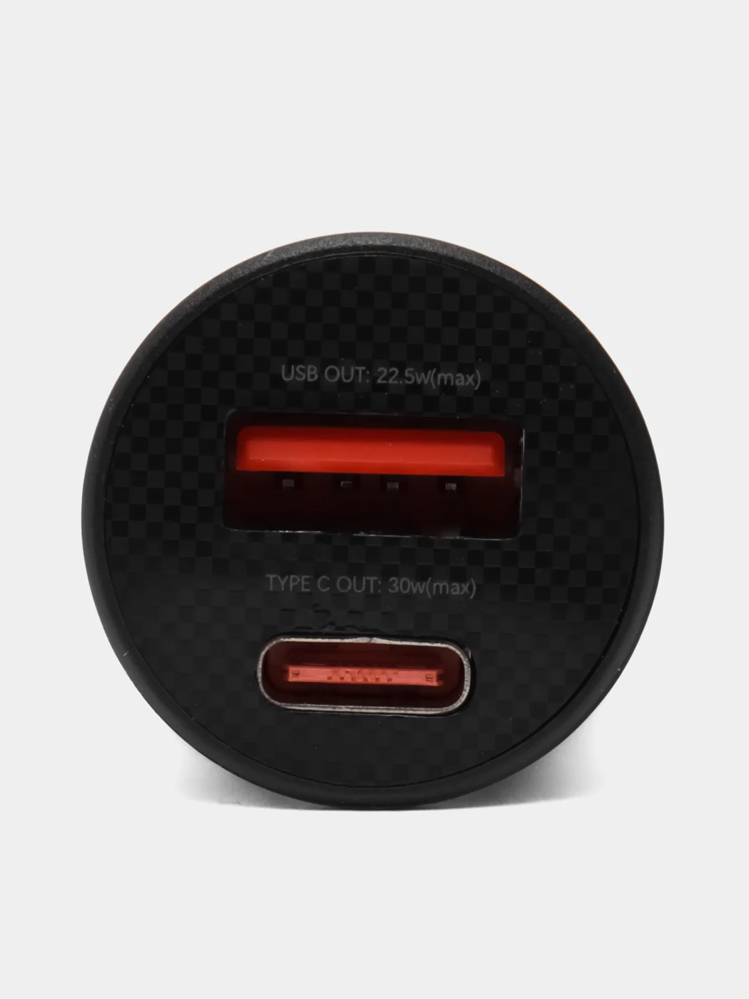 Черный автомобильное зарядное устройство в прикуриватель Type-C + USB, быстрая зарядка, 30В