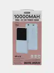 Светло-синий внешний аккумулятор повербанк Remax 10000 MAH 22W+22.5W Power Bank LED Display