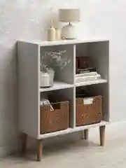 Белый стеллаж MONOFIX, ОДОС, на ножках, 4 секции, в офис, в гостиную, в детскую, для книг