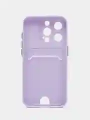 Сиреневый чехол iPhone 15, 11 Pro, 14 Max, 13, 12, Xr, Xs, 6, 7, 8 Plus, Se Mini с карманом для карт