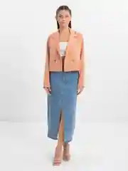 Карамельный стильный кроп пиджак