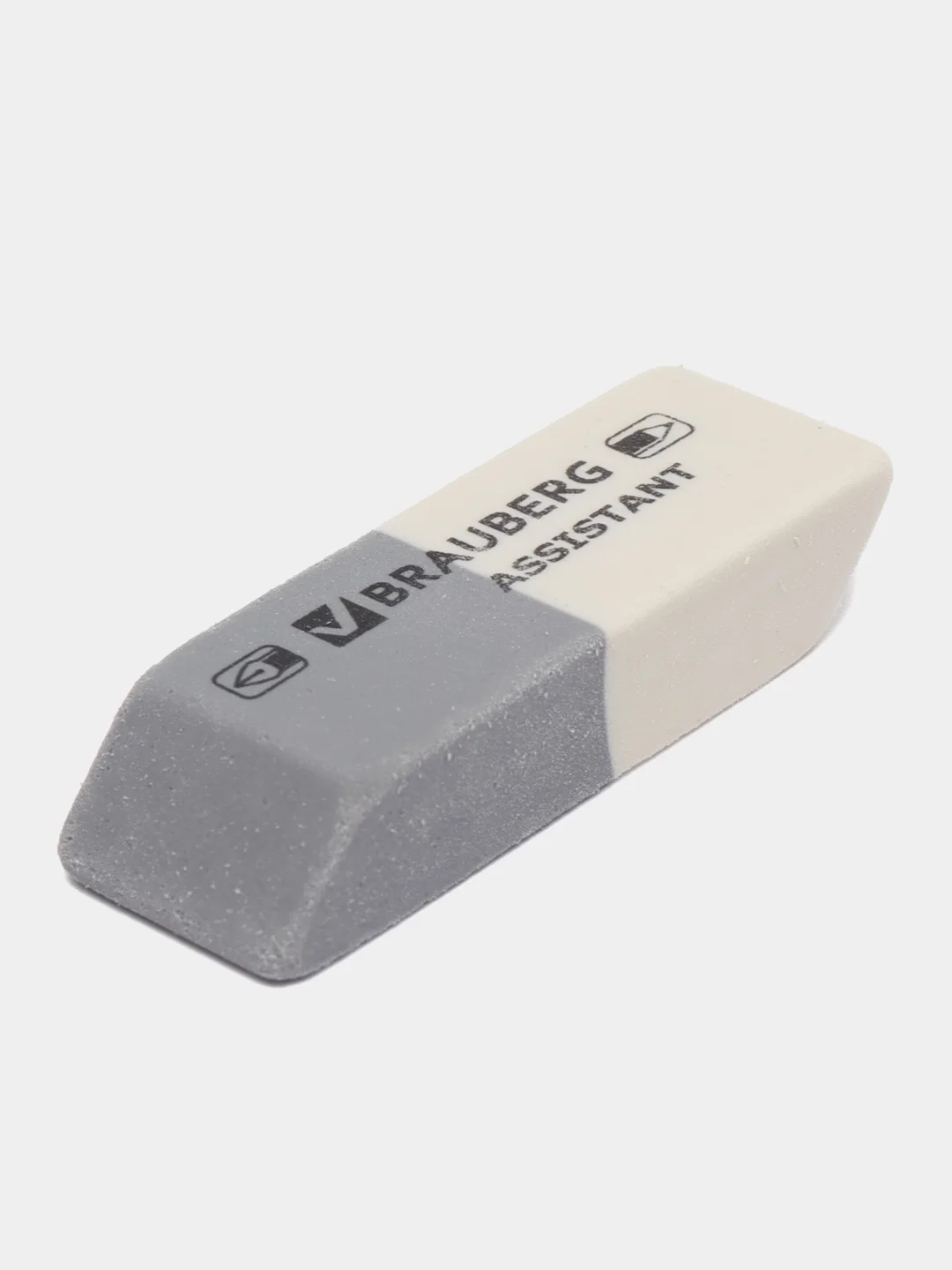 Ластик, упаковка до 9 шт, Brauberg Assistant, 41 х 14 х 8 мм, серо-белые, скошенные края