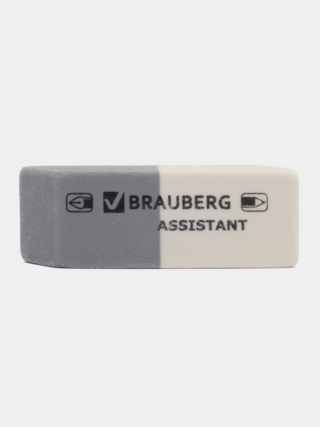 Ластик, упаковка до 9 шт, Brauberg Assistant, 41 х 14 х 8 мм, серо-белые, скошенные края