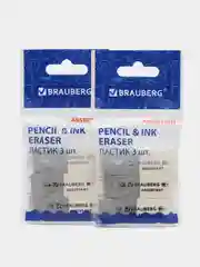 Ластик, упаковка до 9 шт, Brauberg Assistant, 41 х 14 х 8 мм, серо-белые, скошенные края