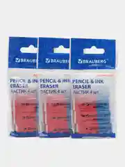 Ластик, упаковка до 12 шт, Brauberg Assistant 80, 41 х 14 х 8 мм, красно-синие