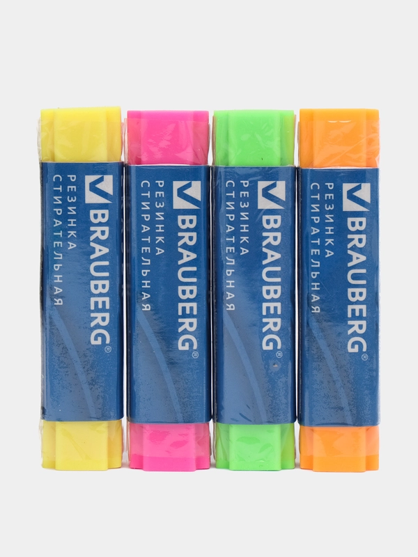 Ластик, упаковка до 5 шт, Brauberg X-Erase, 68 х 15 х 15 мм, цвет ассорти, экологичный ПВХ
