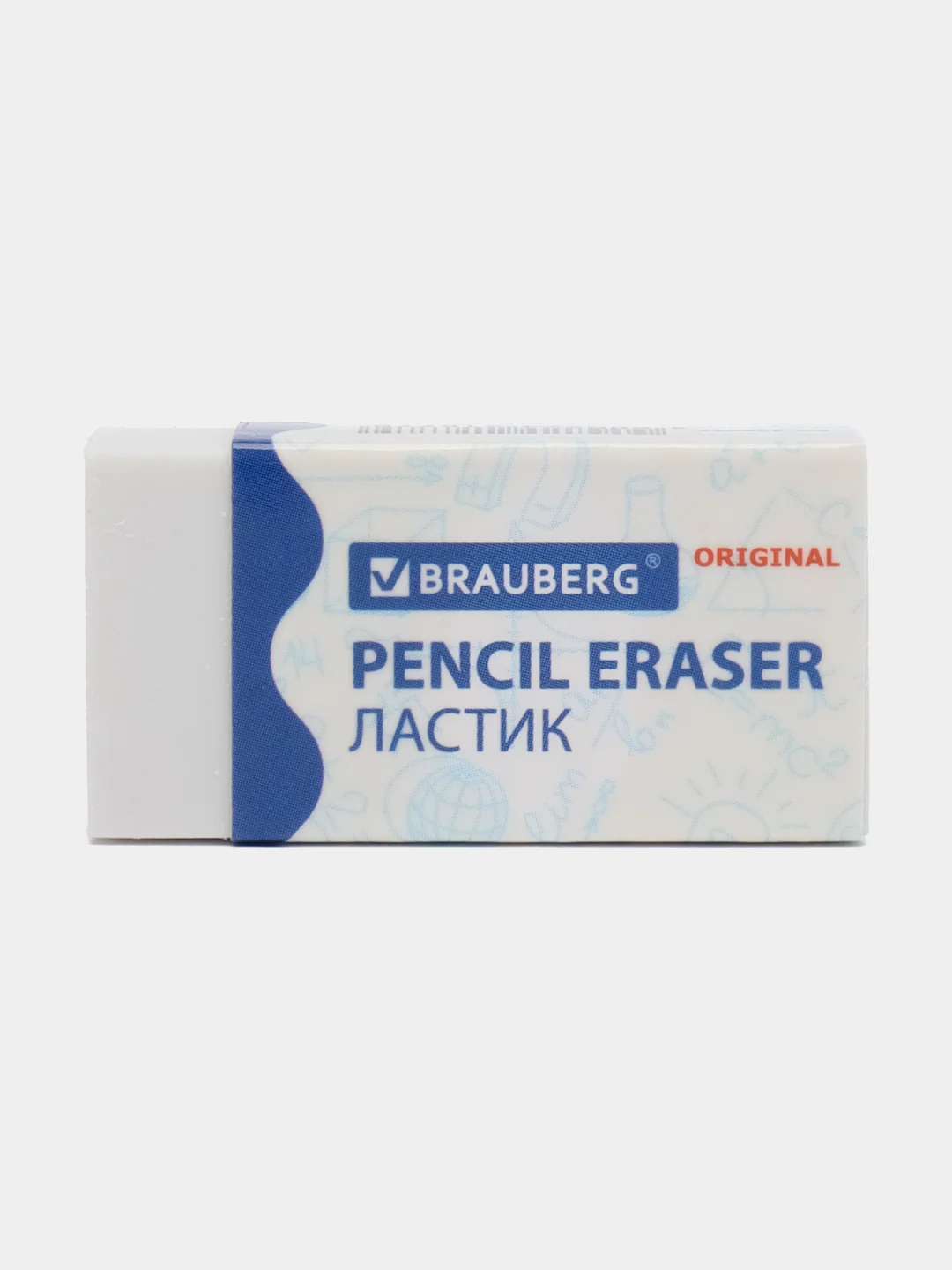 Ластик, упаковка до 5 шт, Brauberg Original, 38 х 20 х 10 мм, белый, картонный держатель