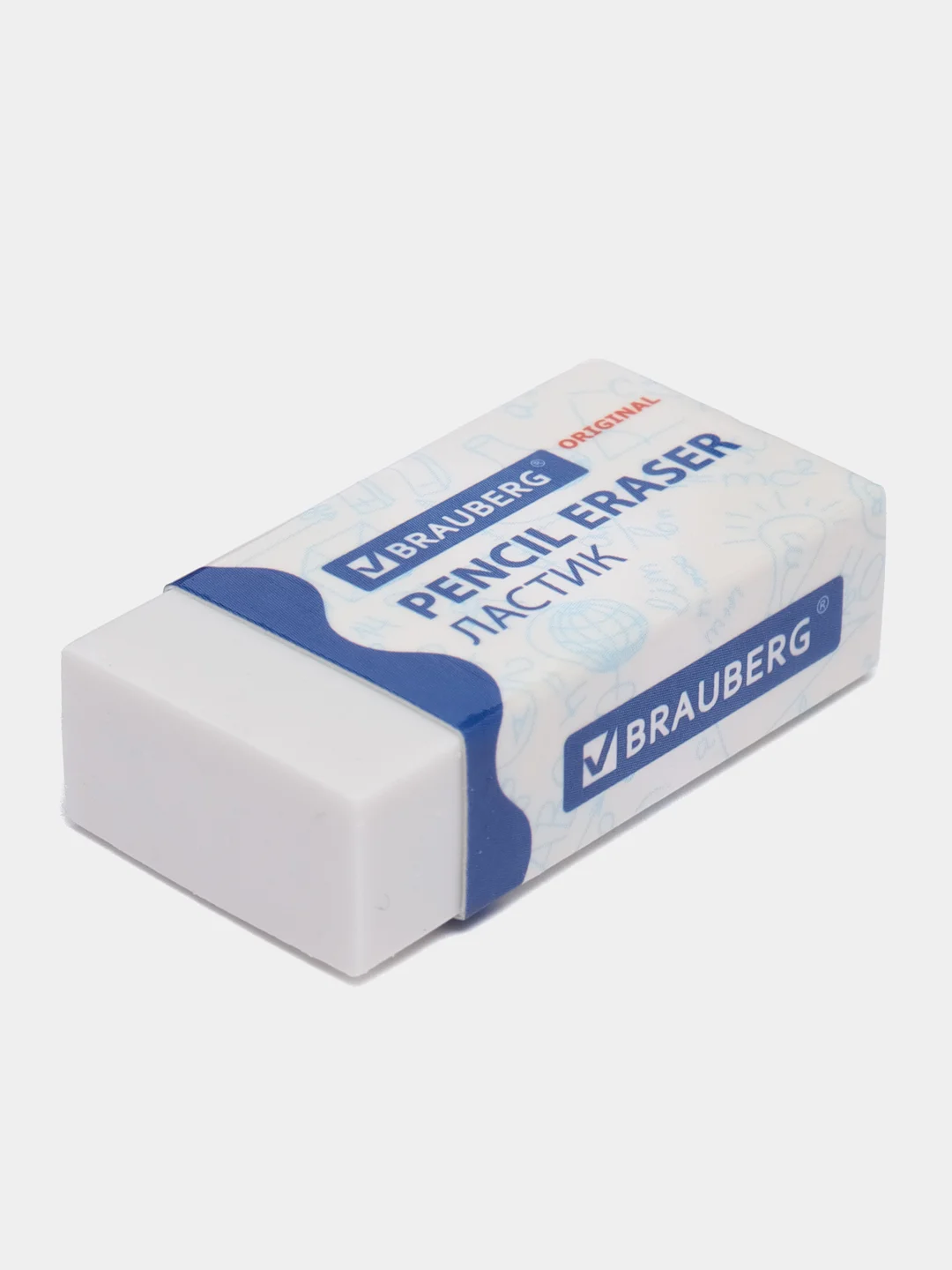 Ластик, упаковка до 5 шт, Brauberg Original, 38 х 20 х 10 мм, белый, картонный держатель