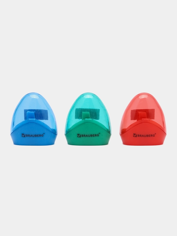Точилка, упаковка до 5 шт, Brauberg Bell, с контейнером, пластиковая, цвет корпуса ассорти