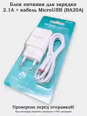 Блок питания (зарядник) 2.1A + кабель MicroUSB (BA20A)
